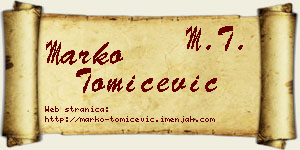 Marko Tomićević vizit kartica